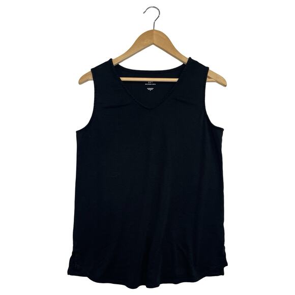 J. Jill Tops - J Jill Pima Cotton Top Womens Small Black V Neck Casual Layering Minimalist